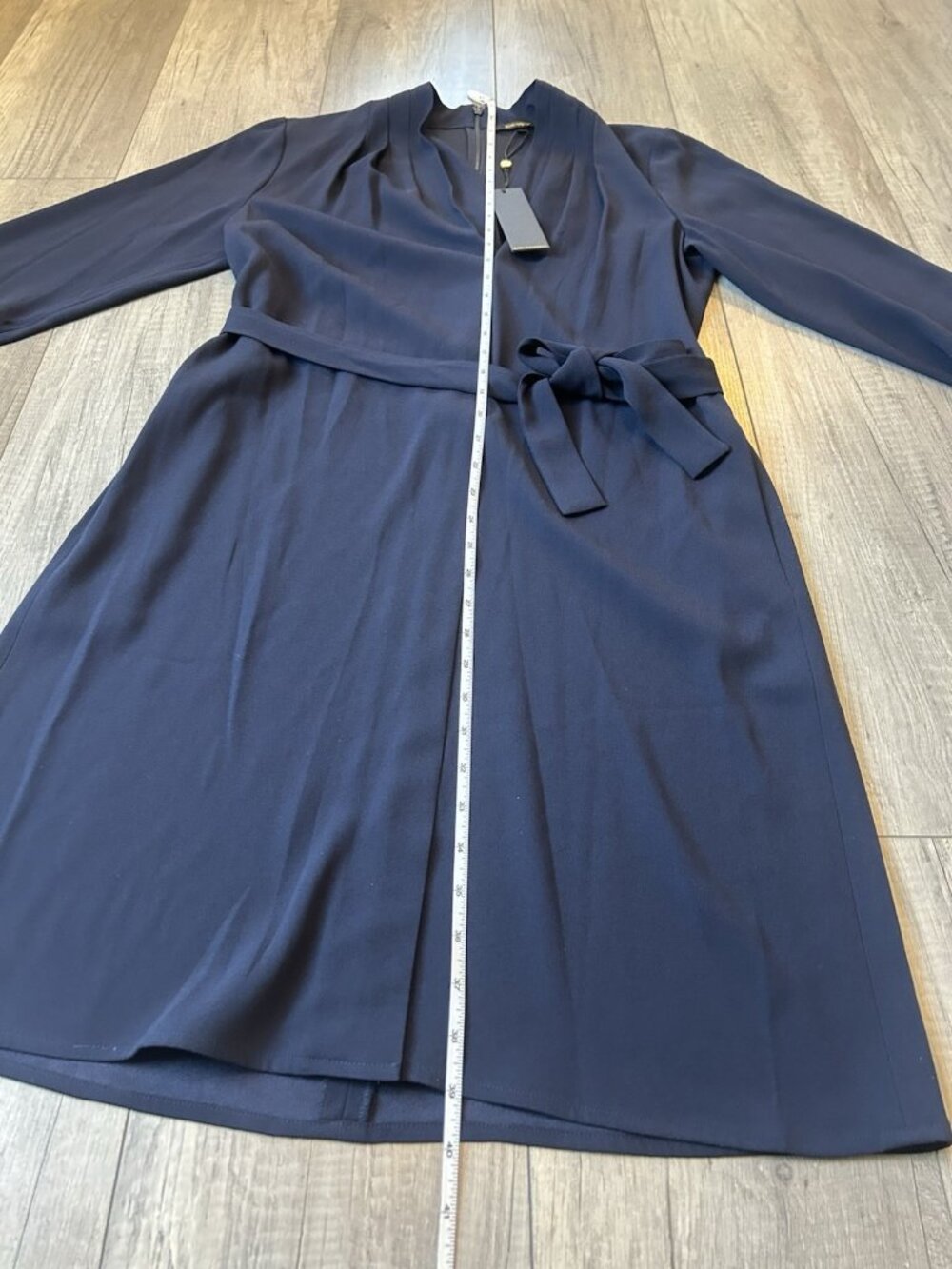 Kobi Halperin Charlee Dress M Navy Blue Long Sleeve Belted NWT $398 Pockets Zip - Picture 12 of 16